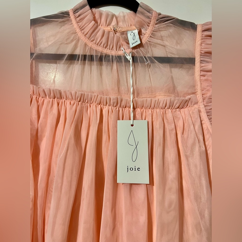 Joie Peach Sheer Ruffle Blouse - Picture 3 of 5